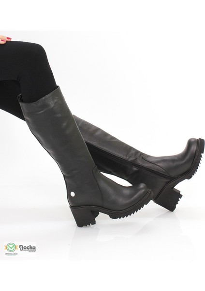 Kadın Deri Lastik Detaylı Kalın Topuklu Çizme M25/KC2060 fiyatları
