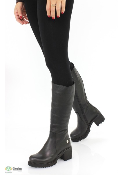 Kadın Deri Lastik Detaylı Kalın Topuklu Çizme M25/KC2060 modelleri