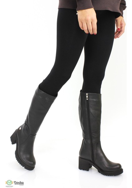 Kadın Deri Lastik Detaylı Kalın Topuklu Çizme M25/KC2060 fırsatları