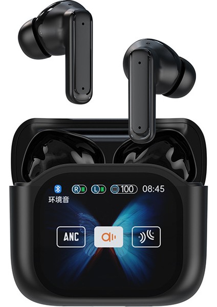 LED Tam Renkli Dokunmatik Ekranlı Bluetooth Kulaklık BY16 Kulak Içi Anc+Enc Gürültü Azaltma Bluetooth Kulaklık A9PRO (Yurt Dışından)