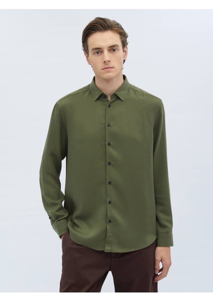 Yeşil Fitilli Dokuma Casual Gömlek modelleri