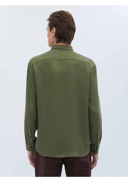 Yeşil Fitilli Dokuma Casual Gömlek indirimleri