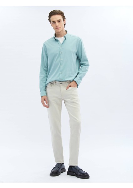 Mint Düz Regular Fit Dokuma Casual Pamuk Karışımlı Gömlek