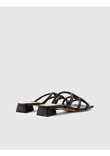 Olono Deri Kadın Siyah Topuklu Terlik fırsatları