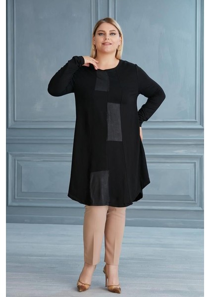 52-799 Kristal Kumaş Tunik - Siyah