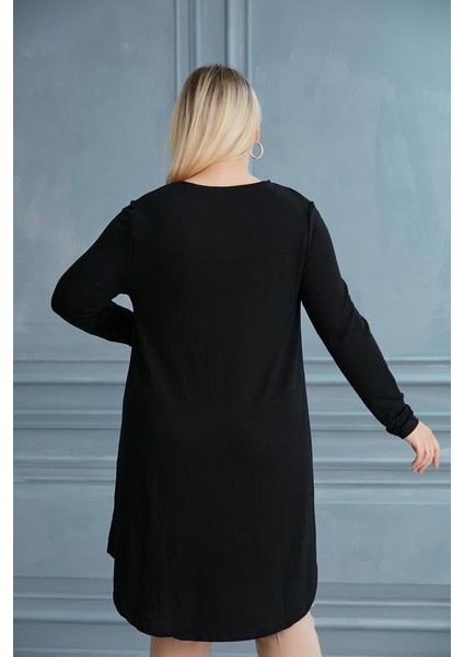 52-799 Kristal Kumaş Tunik - Siyah