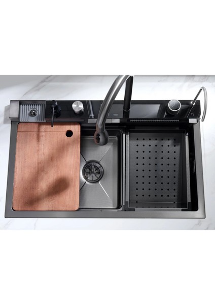 Dijital Lüks Şelale Tasarımlı Akıllı Eviye - AS3547 75 x 45 cm Antrasit modelleri