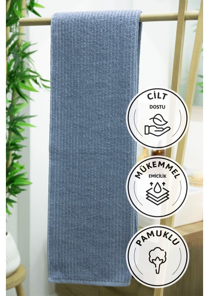 Line Luxury Pamuklu Banyo Havlusu 100X150 - Indigo