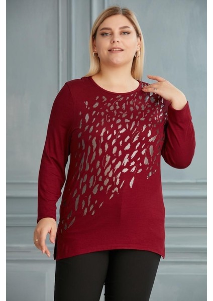 52-765 Çilek Kumaş Bluz - Bordo