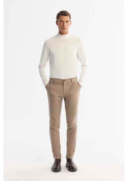 Erkek Bej Klasik Bel Slim Fit Elastan Chino Pantolon A42y3021