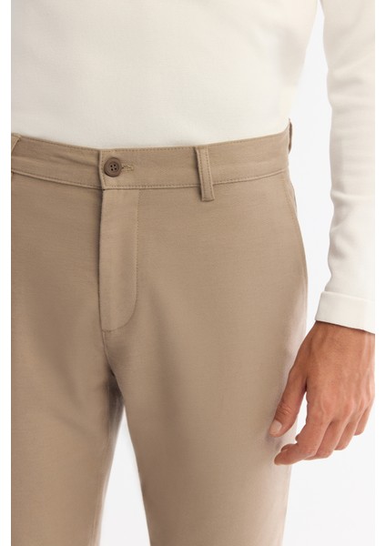 Erkek Bej Klasik Bel Slim Fit Elastan Chino Pantolon A42y3021 fırsatları