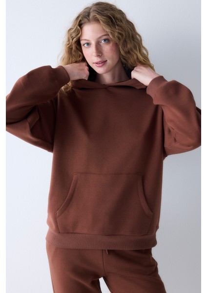 Oversize Active Kahverengi Hoodie Hırka