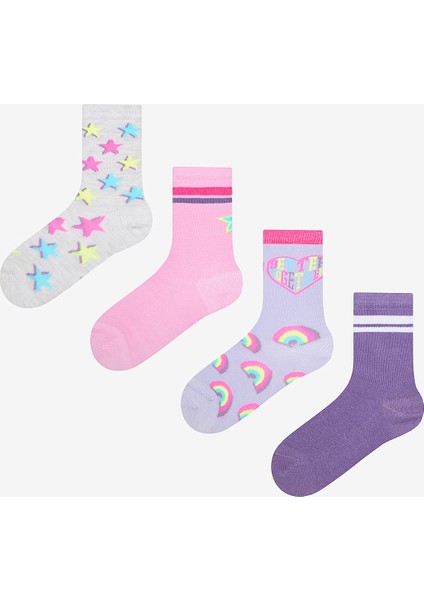 Kız Çocuk Best Star 4lü Çok Renkli Soket Çorap