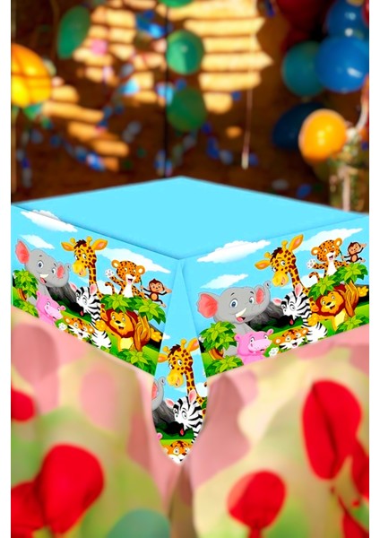 Safari Temalı Masaörtüsü - Doğum Günü Parti ve Eğlenceli Etkinlikler Için