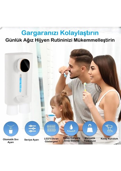 Shopfast Gargara Dağıtıcı 540 ml Otomatik Touchless 2manyetik Bardak ile Banyo Için Ağız Yıkama Çocuklar ve Yetişkinler Için Mükemmel Gargara Dispanseri