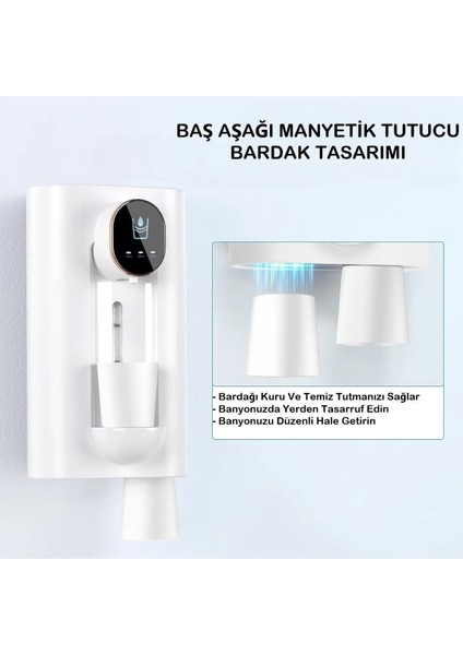 Shopfast Gargara Dağıtıcı 540 ml Otomatik Touchless 2manyetik Bardak ile Banyo Için Ağız Yıkama Çocuklar ve Yetişkinler Için Mükemmel Gargara Dispanseri