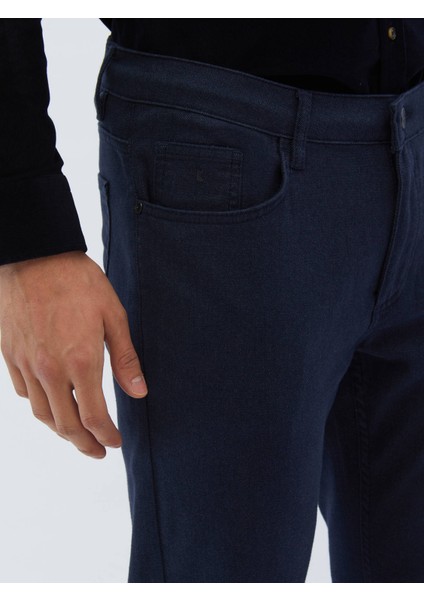 Lacivert Dokuma Slim Fit Casual Pamuk Karışımlı Pantolon modelleri
