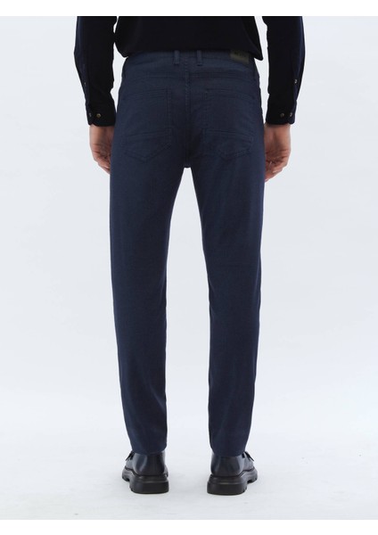 Lacivert Dokuma Slim Fit Casual Pamuk Karışımlı Pantolon indirimleri