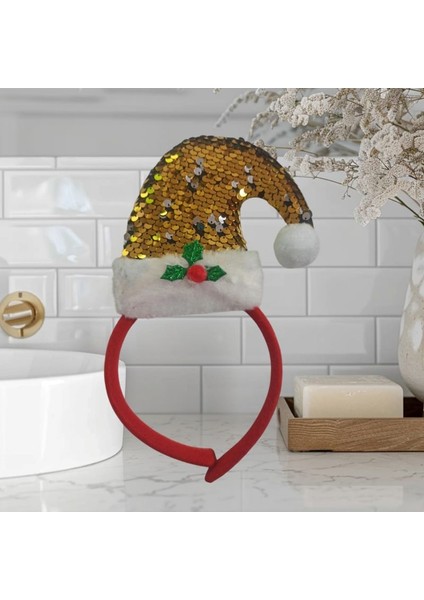 Kukuleta Şapka Şeklinde Altın Renk Pullu Kumaş Yılbaşı Tacı 1 Adet 24 x 11 cm