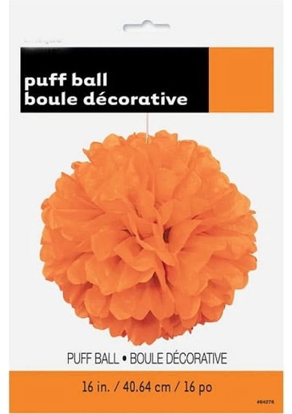 Halloween Turuncu Renk Pelur Kağıt Ponpon Çiçek 40,64 Cm Asma Süs 1 Adet