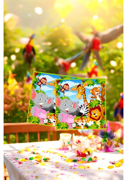 16 Adet Safari Temalı Peçete - Doğum Günü Parti ve Eğlenceli Etkinlikler Için