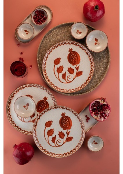14 Parça 6 Kişilik Kahvaltı Takımı Ottoman Elegance Bordo