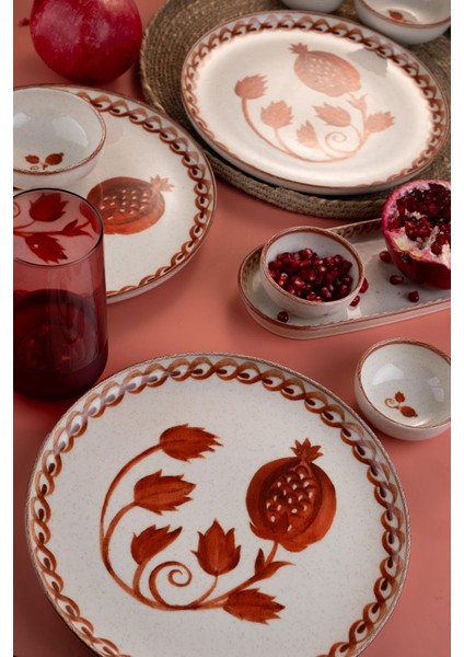 14 Parça 6 Kişilik Kahvaltı Takımı Ottoman Elegance Bordo