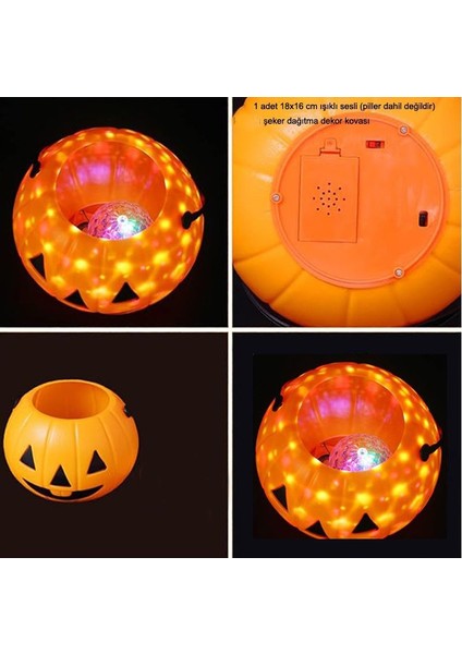 Işıklı Sesli Balkabağı Şeklinde Halloween Şeker Toplama Kovası Plastik 1 Adet fiyatları