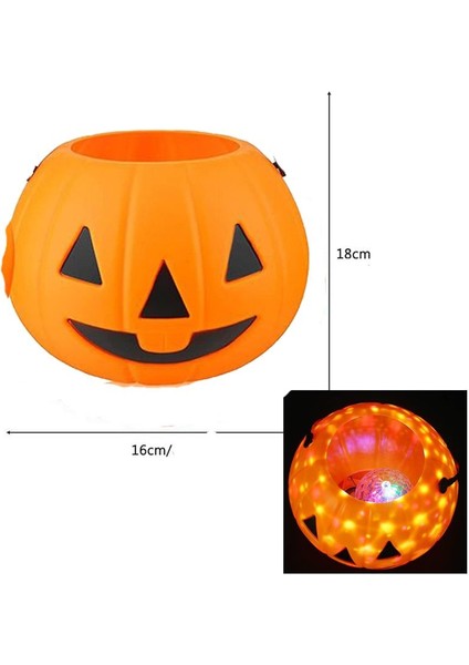 Işıklı Sesli Balkabağı Şeklinde Halloween Şeker Toplama Kovası Plastik 1 Adet modelleri