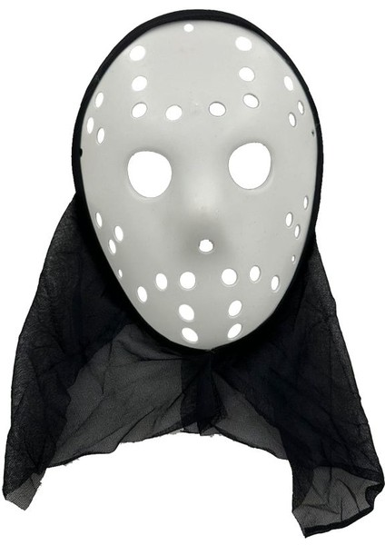 Halloween Jason Voorhees Hockey Hokey Maskesi Kapşonlu Yetişkin Beyaz Renk