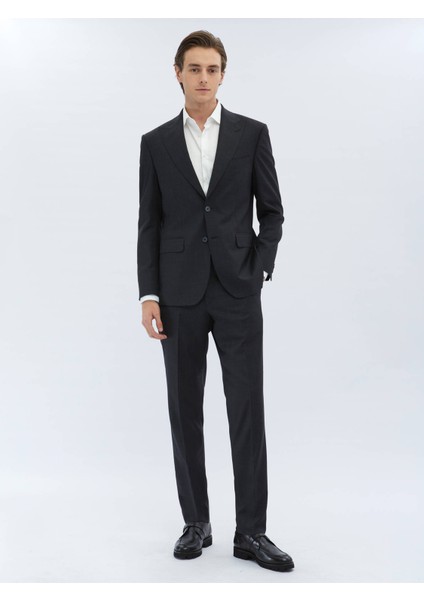 Antrasit Çizgili Modern Fit Yün Karışımlı Takım Elbise fiyatları