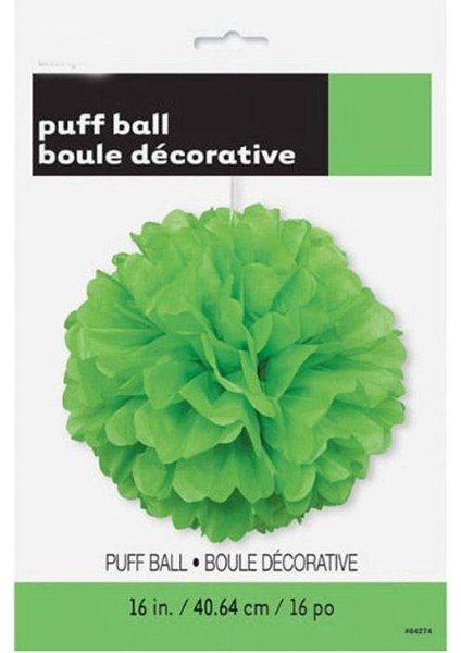 Yeşil Renk Pelur Kağıt Ponpon Çiçek 40,64 Cm Asma Süs 1 Adet