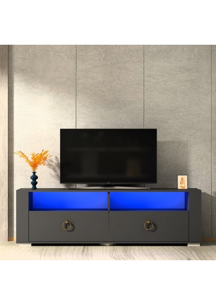 Klein LED Aydınlatmalı, Spot Işıklı Tv Sehpası Antrasit