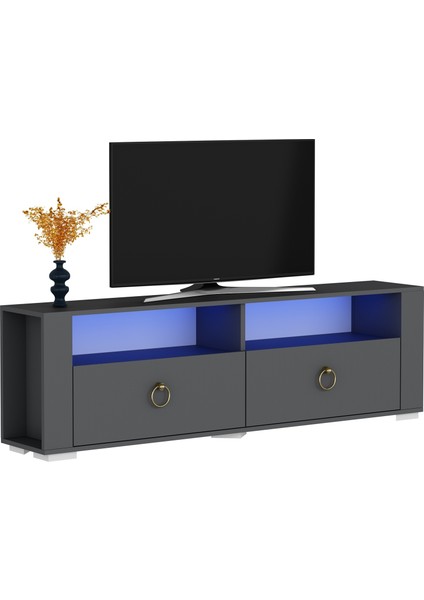 Klein LED Aydınlatmalı, Spot Işıklı Tv Sehpası Antrasit