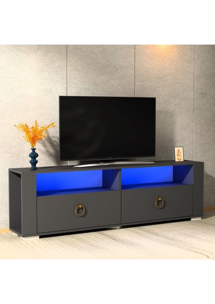 Klein LED Aydınlatmalı, Spot Işıklı Tv Sehpası Antrasit