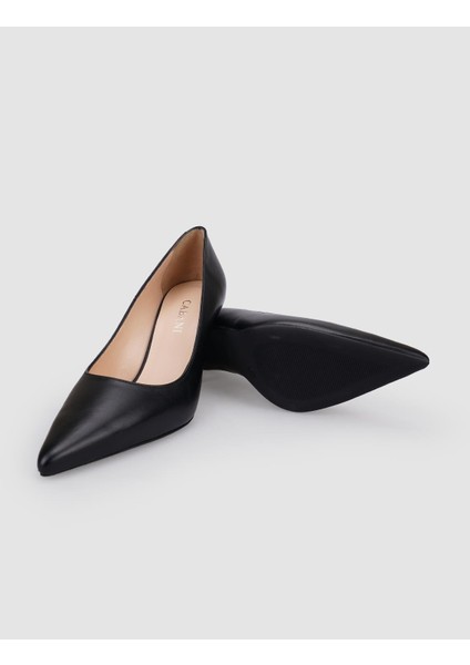 %100 Hakiki Deri Siyah Kadın Stiletto