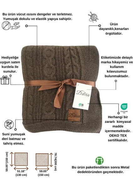 Kahverengi örgü triko koltuk ve çocuk battaniyesi, 130x150 cm, yumuşak ve şık tasarım fiyatları