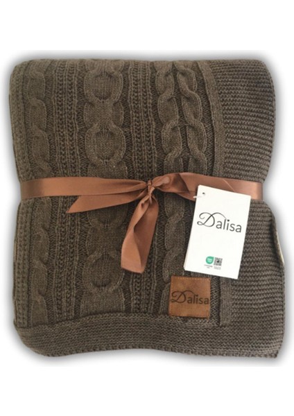 Kahverengi örgü triko koltuk ve çocuk battaniyesi, 130x150 cm, yumuşak ve şık tasarım fırsatları