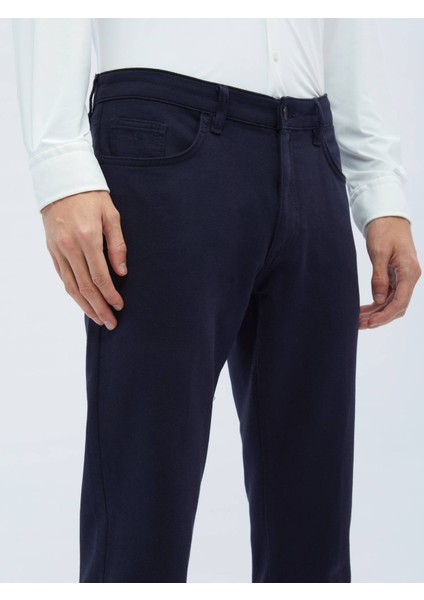 Lacivert Dokuma Slim Fit Casual Pamuk Karışımlı Pantolon modelleri