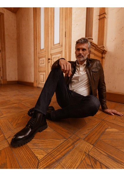 Mayya Deri Erkek Siyah Bot