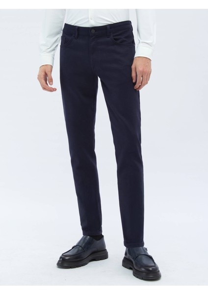 Lacivert Dokuma Slim Fit Casual Pamuk Karışımlı Pantolon fiyatları