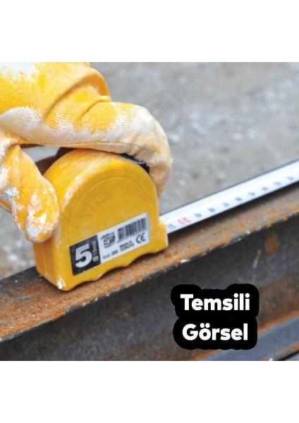 Bükülebilir Metre 5 Metre Şerit Metal En 25 mm Düğmeli Ölçüm Ölçme Plastik Kasalı