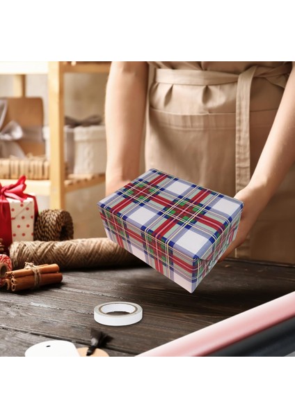 Italyan Hediye Paketleme Kağıdı, Beyaz-Lacivert Ekose Ambalaj Kağıdı, NO-089F, 70 x 200 cm fırsatları