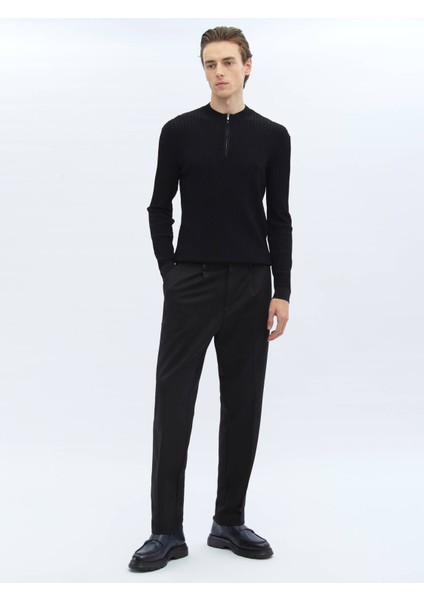 Siyah Yarım Balıkçı Yaka Desenli Triko Kazak fiyatları