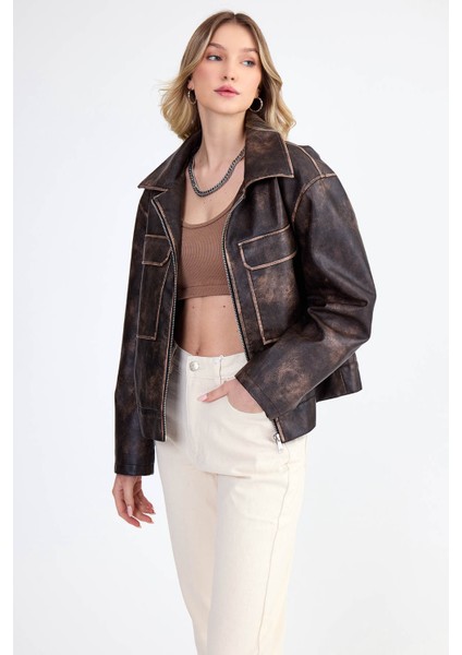 Kapak Cepli Suni Deri Biker Ceket fiyatları