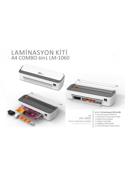 Laminasyon Cihazı, 6-In-1, A4 LM-1060, 1 Adet, Ev, Ofis, Okul Için Komple Çözüm Kiti fiyatları