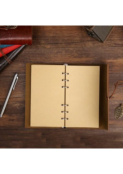 Yaprak Desenli Kahverengi Deri Defter