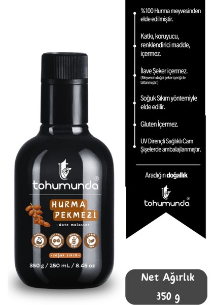 Hurma Pekmezi / Date Molasses [350 Gr] (Doğal, Şeker İlavesiz, Vakumlu Kazan Pekmezi)