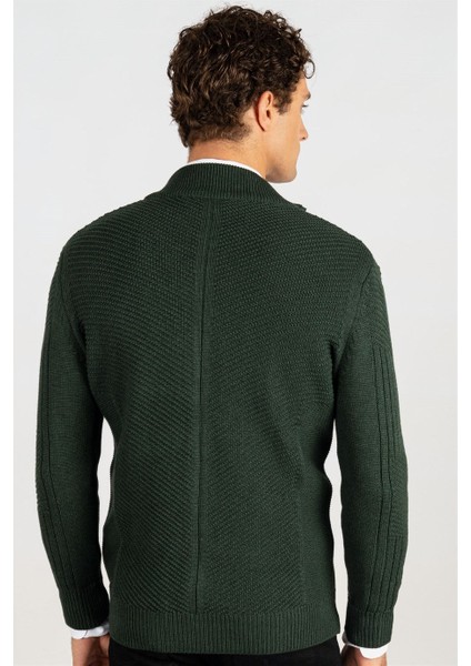 Slim Fit Dar Kesim Kendinden Desenli Erkek Hırka fırsatları