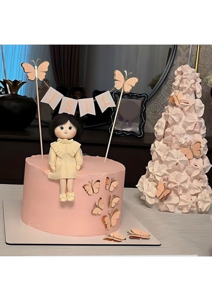 10'lu Somon Gold Kelebek Doğum Günü Süsü, Pasta Süsü, Balon Süsü fiyatları